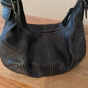 Coach black leather hobo